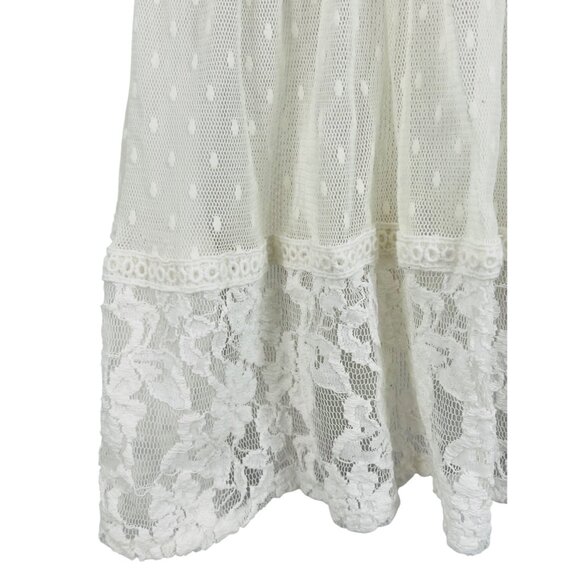 Free People White Vintage Inspired Sheer Floral Lace Mock Neck Casual Boho Top - Picture 4 of 16